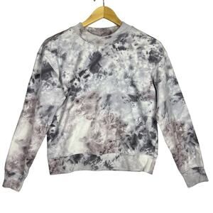 Zen Tie Dye Relaxed Gray Purple Crew Pullover Sweatshirt Small